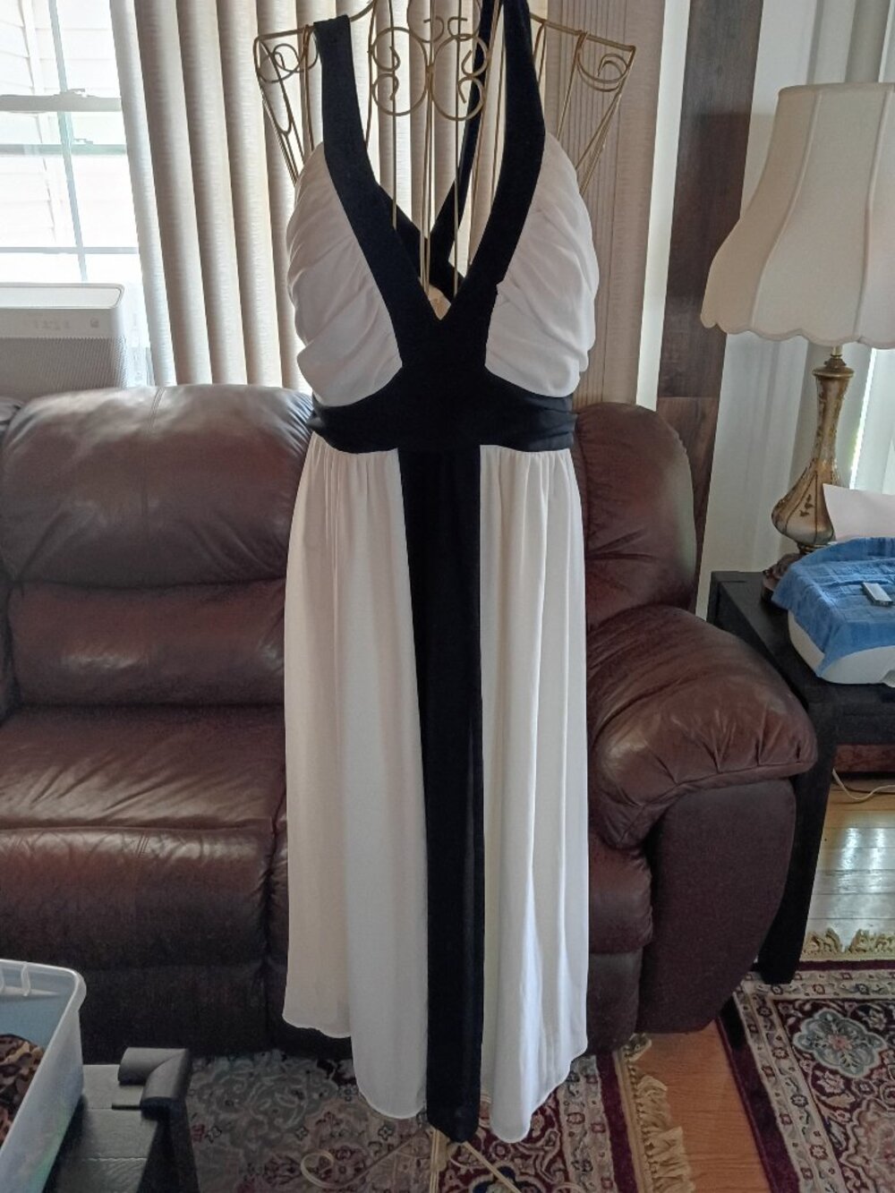 New Vintage Dress Barn Cream & Navy Dress Size 12